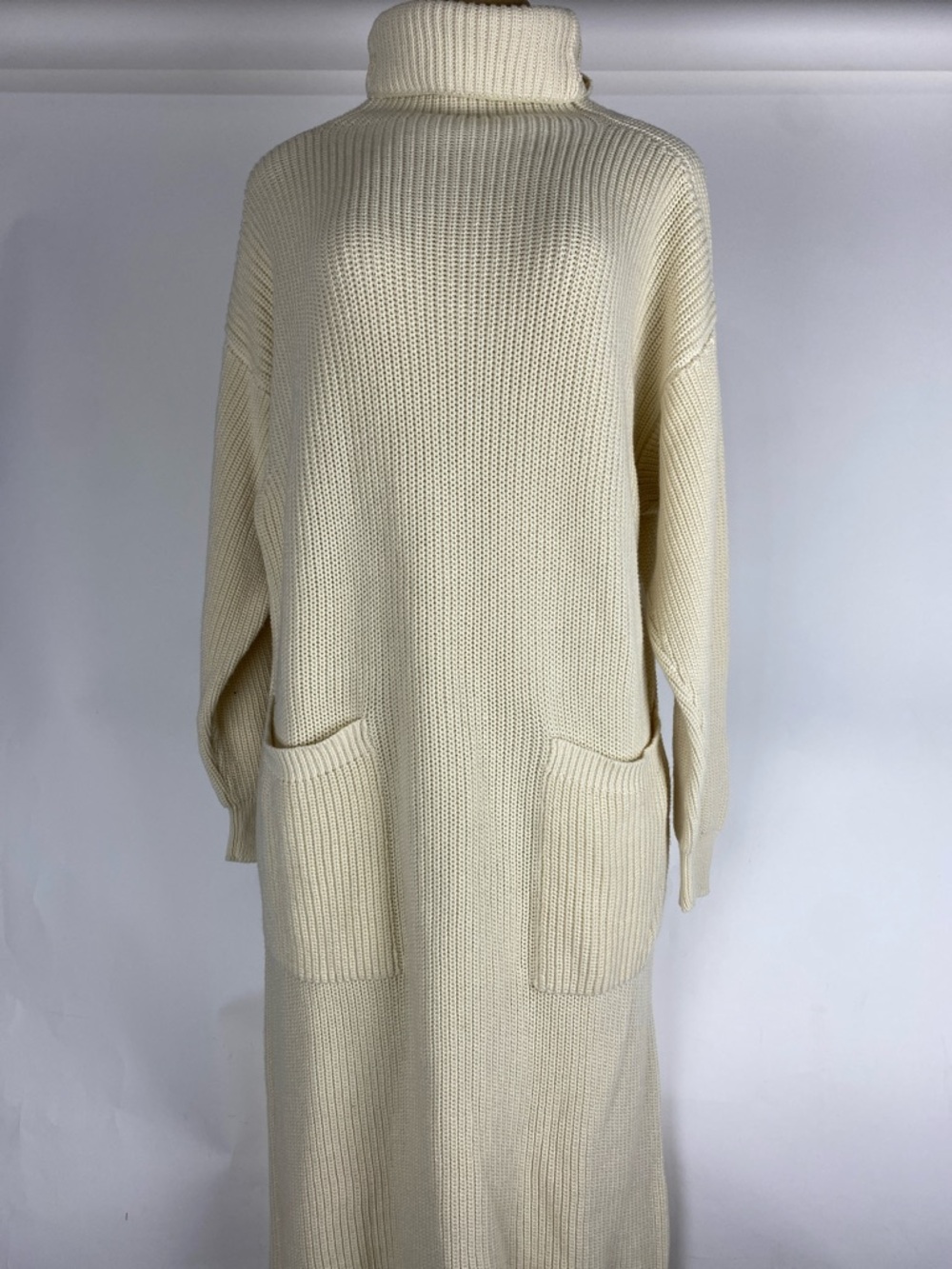 Mara Hoffman Beige Organic Cotton Knit Sweater Dress Size Large Stained
